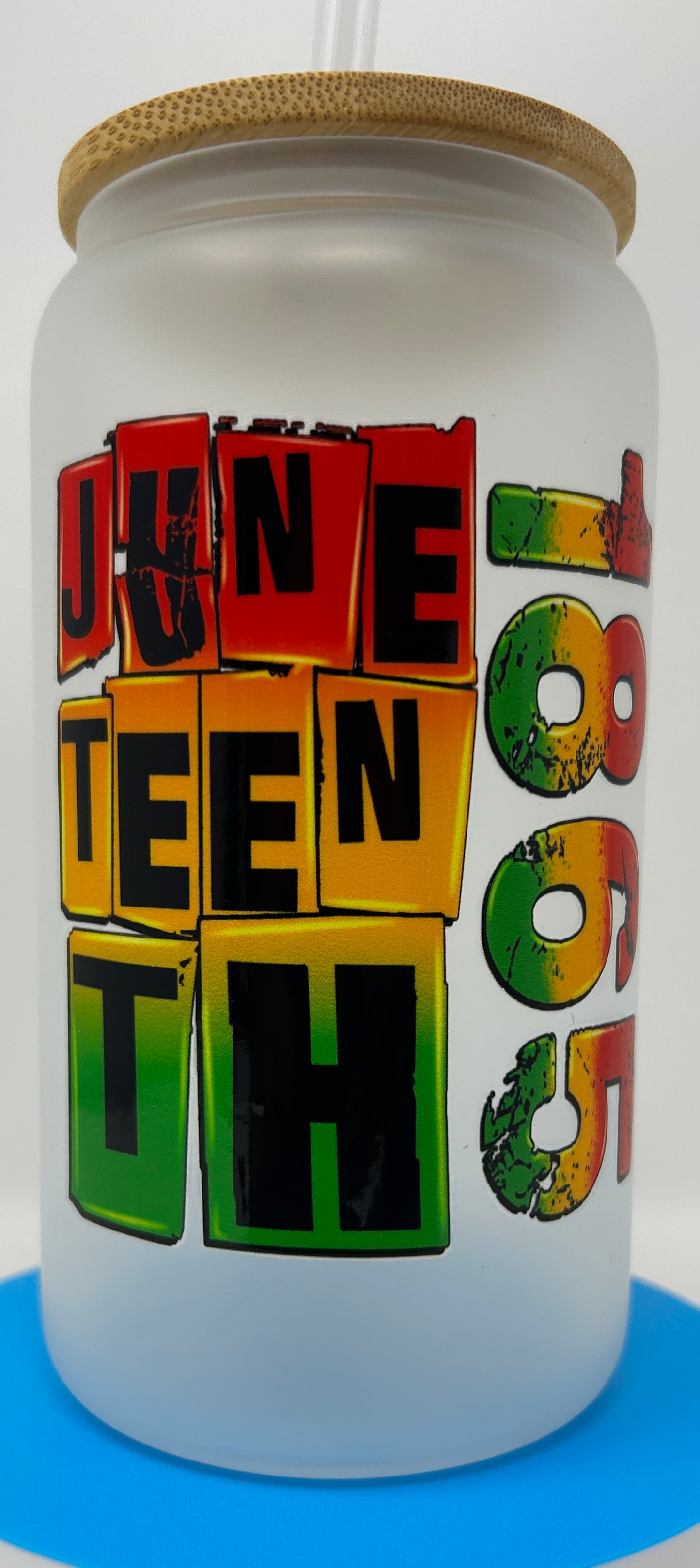 "Juneteenth 1865" Sublimated Frosted Glass with Bamboo Lid