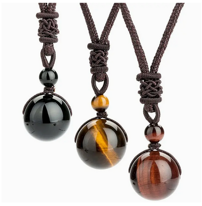 Serenity Stone: Adjustable Tiger's Eye Blessing Pendant Necklace