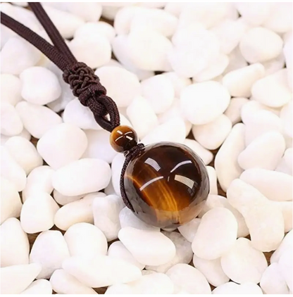 Serenity Stone: Adjustable Tiger's Eye Blessing Pendant Necklace