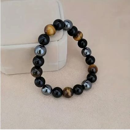 Obsidian, Hematite & Tiger’s Eye Bracelet