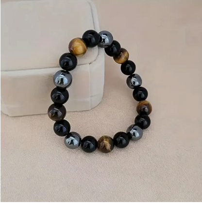 Obsidian, Hematite & Tiger’s Eye Bracelet