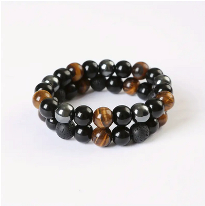 Obsidian, Hematite & Tiger’s Eye Bracelet