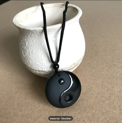 Obsidian Yin Yang Duality Necklace