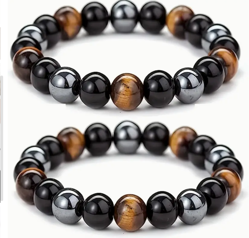 Obsidian, Hematite & Tiger’s Eye Bracelet