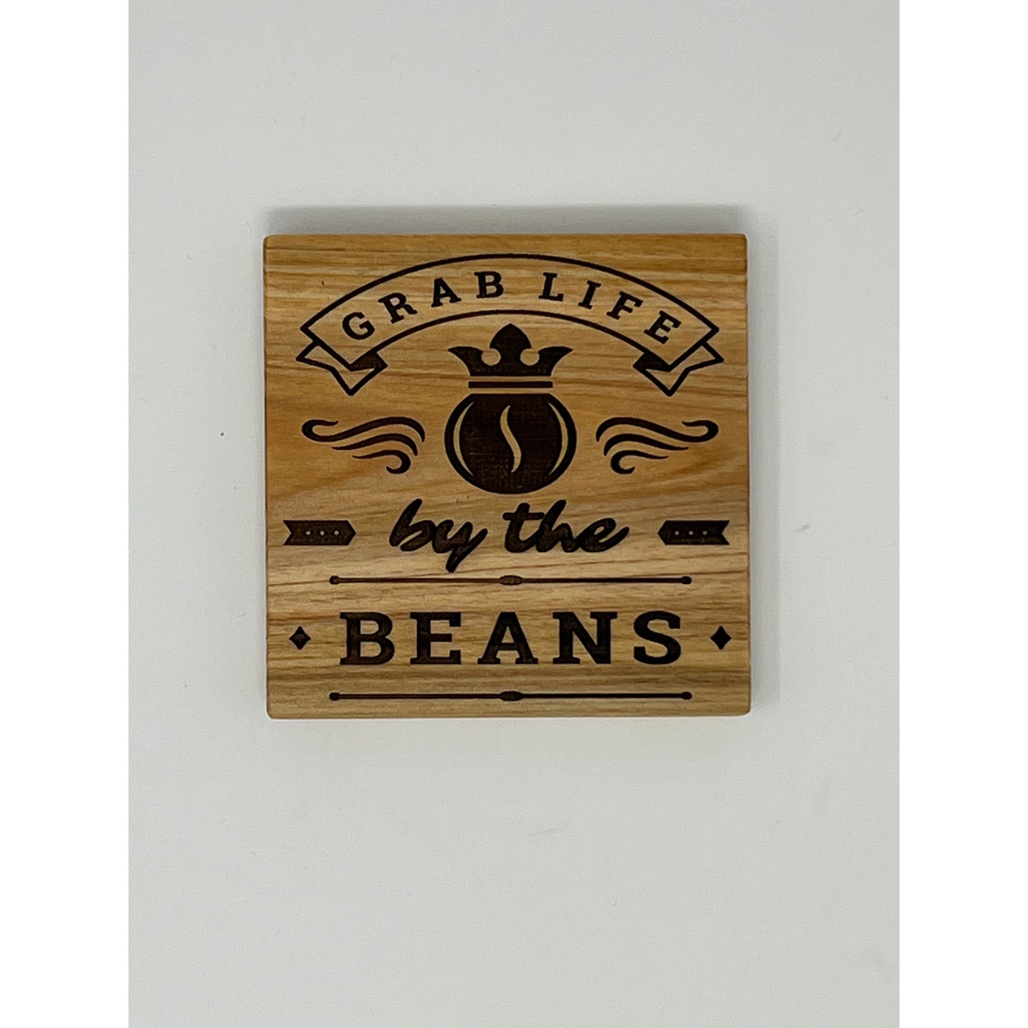 Grab Life By The Beans Wood Coaster Set